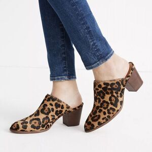 NEW Madewell The Harper Mule in Leopard Calf‎ Hair, size 10
